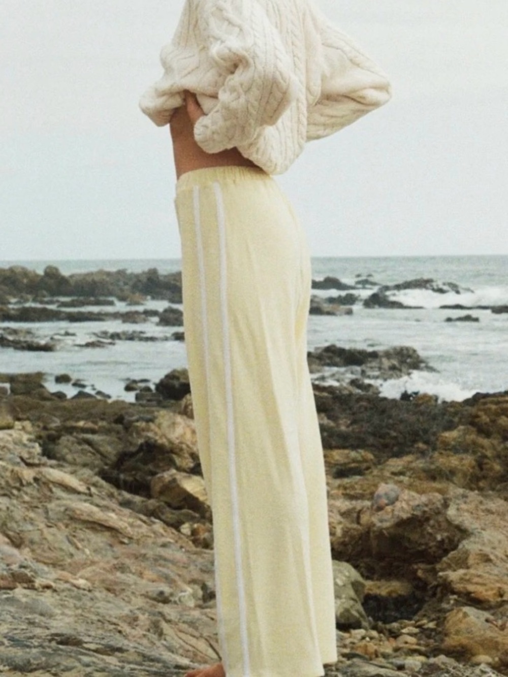 Coco Maisonette Organic Stripe Pants in Butter